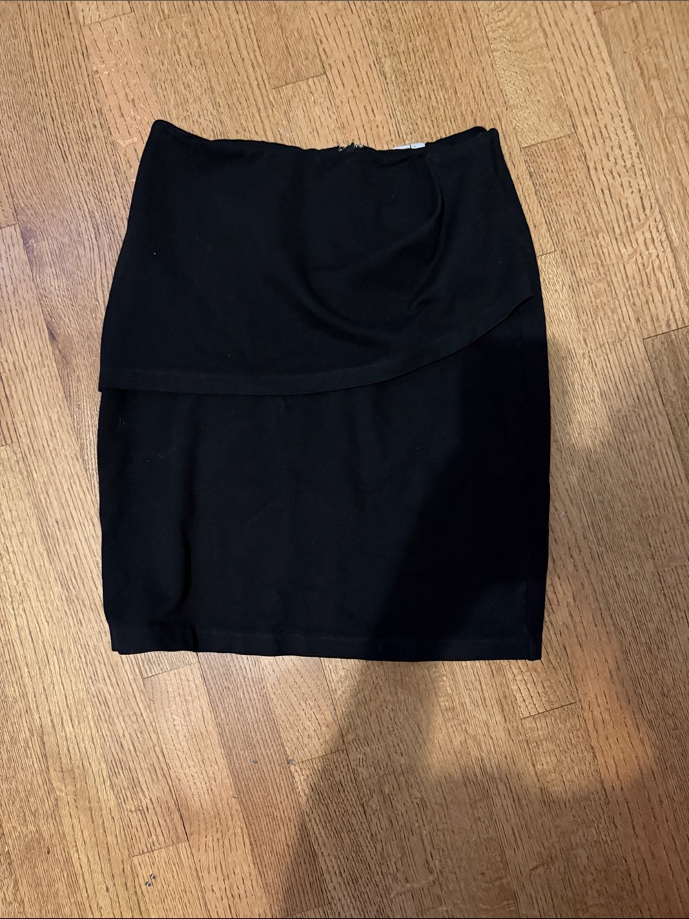 CAbi Black Asymmetrical Overlay Pencil Skirt